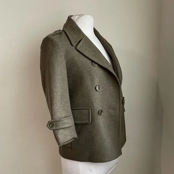 Gryphon New York Olive Shrunken Wool Pea Coat Double Breasted Size XS - Picture 4 of 12
